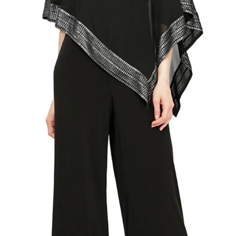 SLNY Black Wide Leg Jumpsuit with Silver Accents